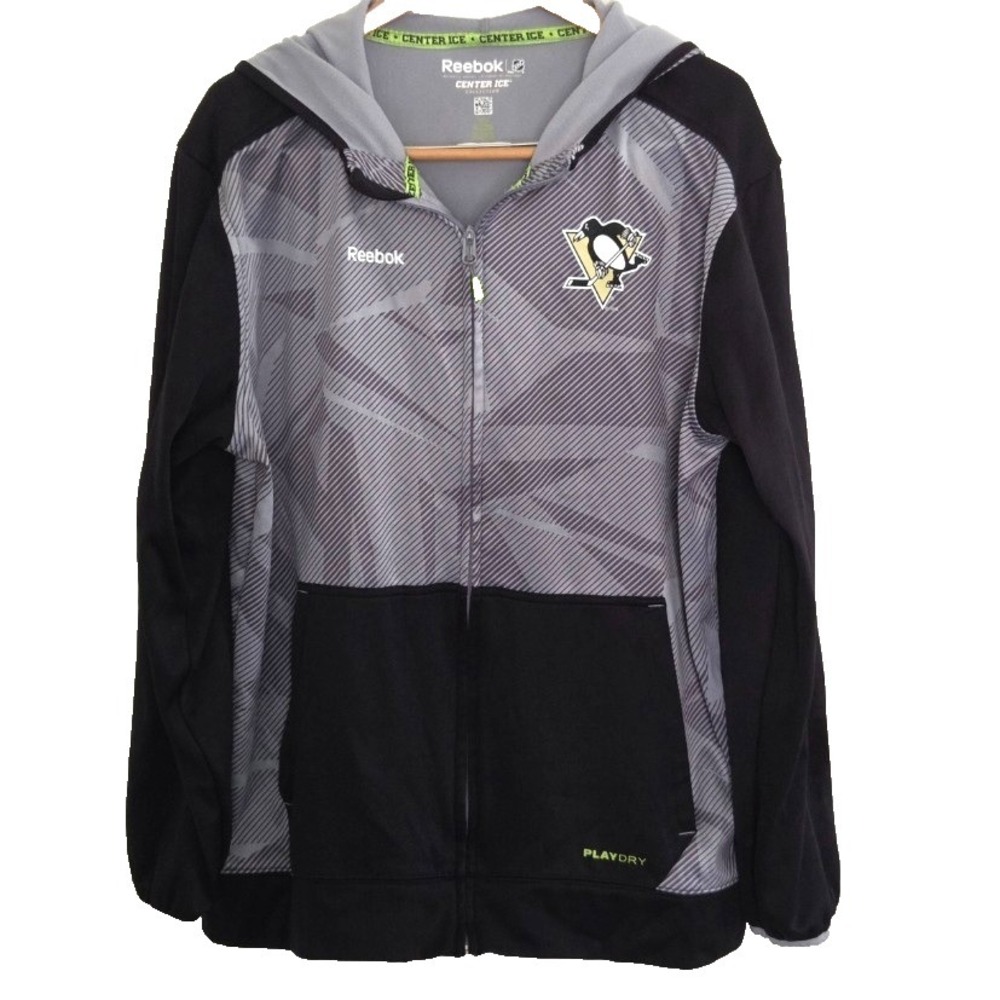 Pittsburgh Penguins NHL Center Ice‎ Collection Reebok Hoodie Full Zip Size Large